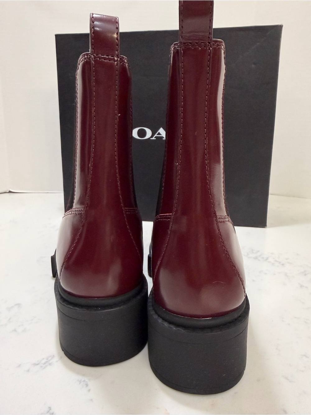 Authentic Coach Retail Burgundy Leather Chelsea Booties - Picture 8 of 13